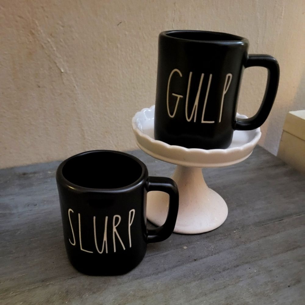 Rae Dunn Artesian Collection Black Matte Ceramic Espresso Mugs - Set Of 2